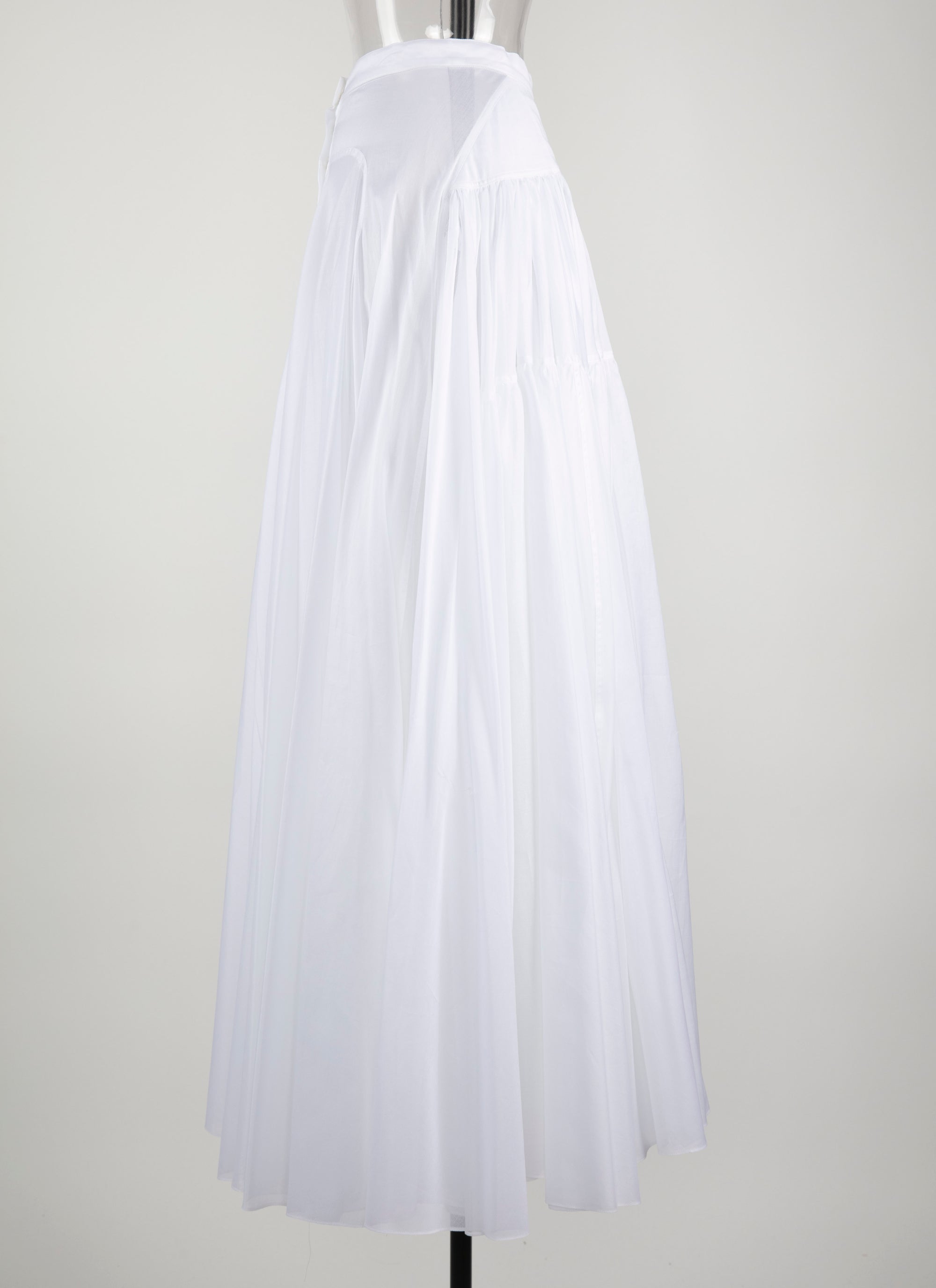 Long buttoned skirt with seam detail - White iridescent