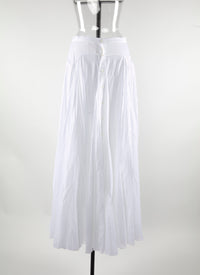 Long buttoned skirt with seam detail - White iridescent