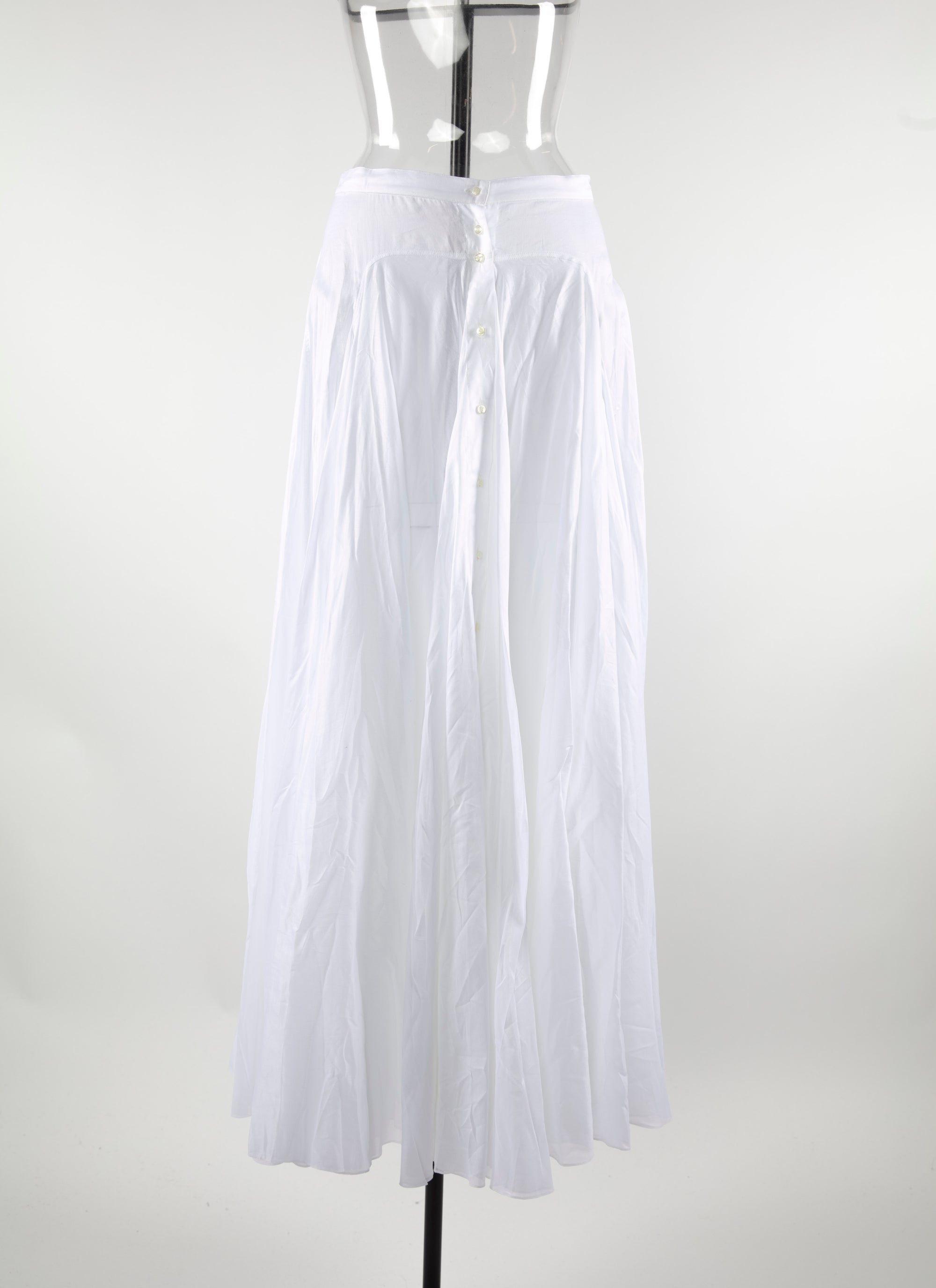 Long buttoned skirt with seam detail - White iridescent