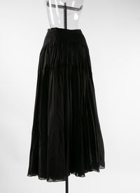Long buttoned skirt with seam detail - Black intense