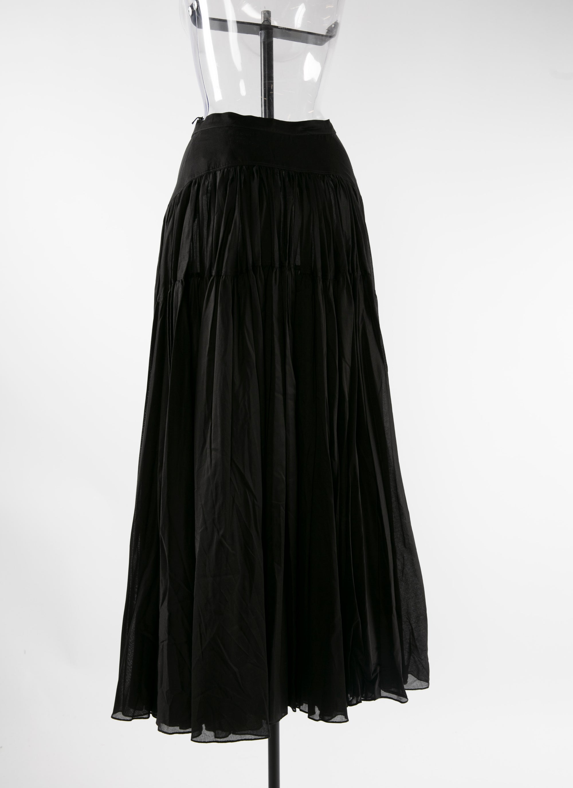 Long buttoned skirt with seam detail - Black intense