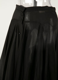 Long buttoned skirt with seam detail - Black intense