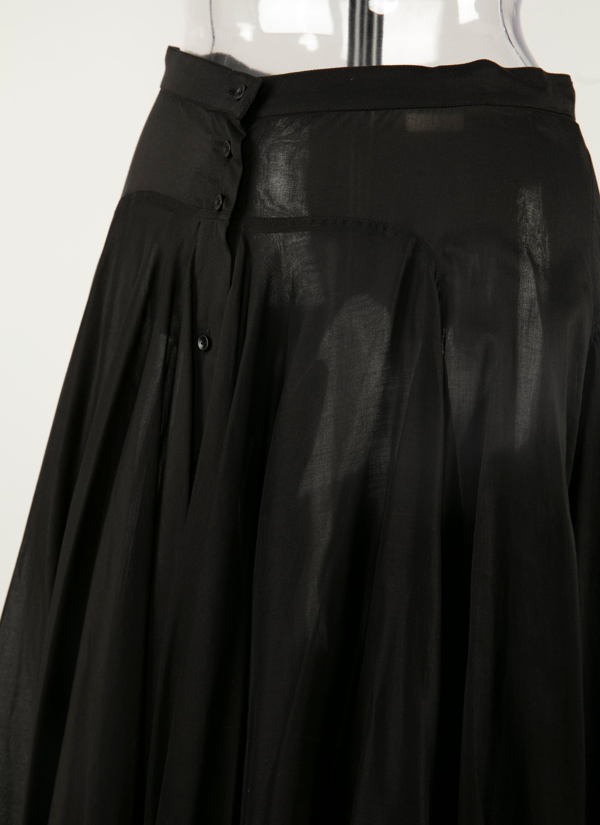 Long buttoned skirt with seam detail - Black intense