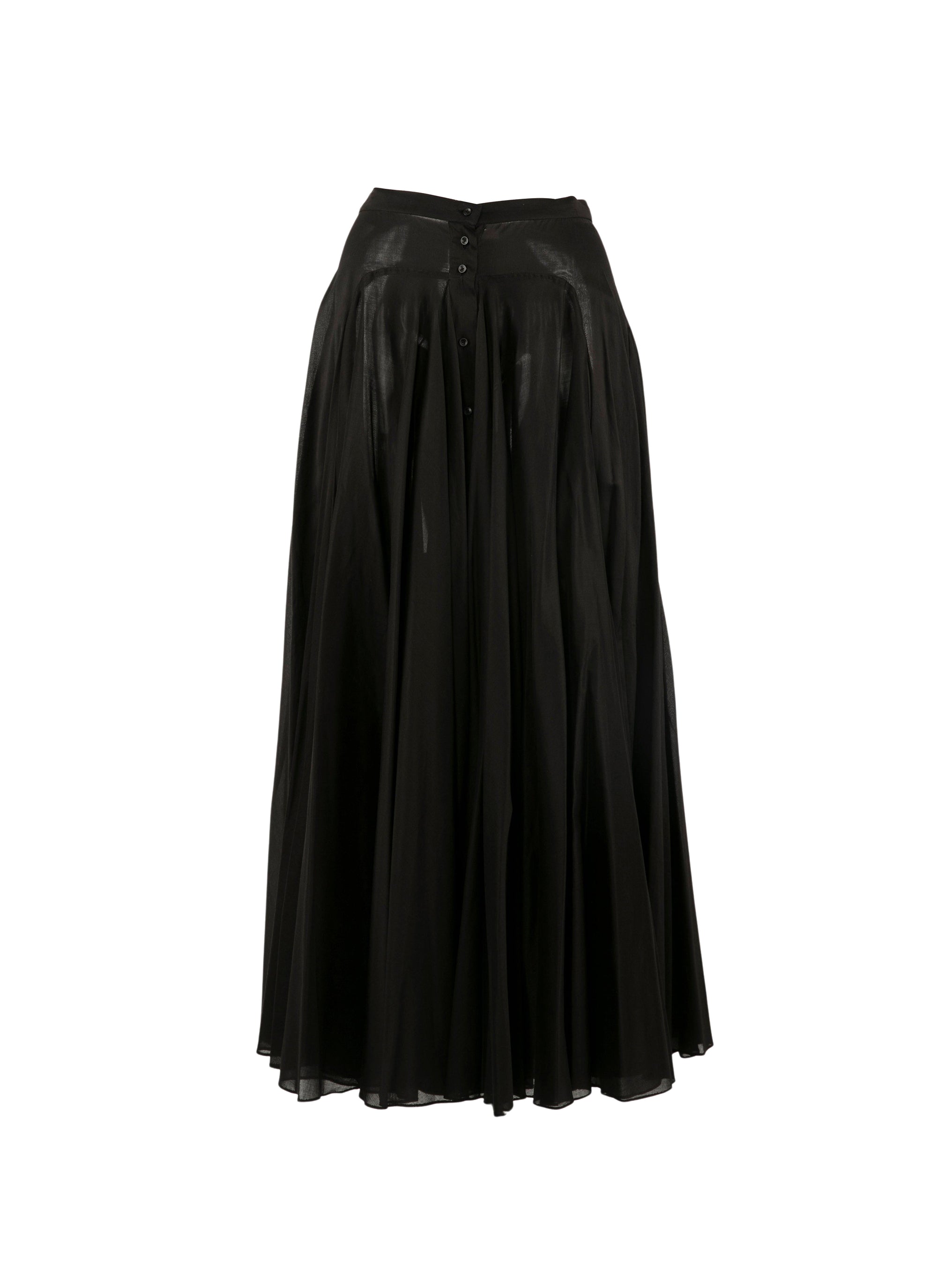Long buttoned skirt with seam detail - Black intense
