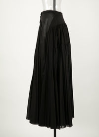 Long buttoned skirt with seam detail - Black intense