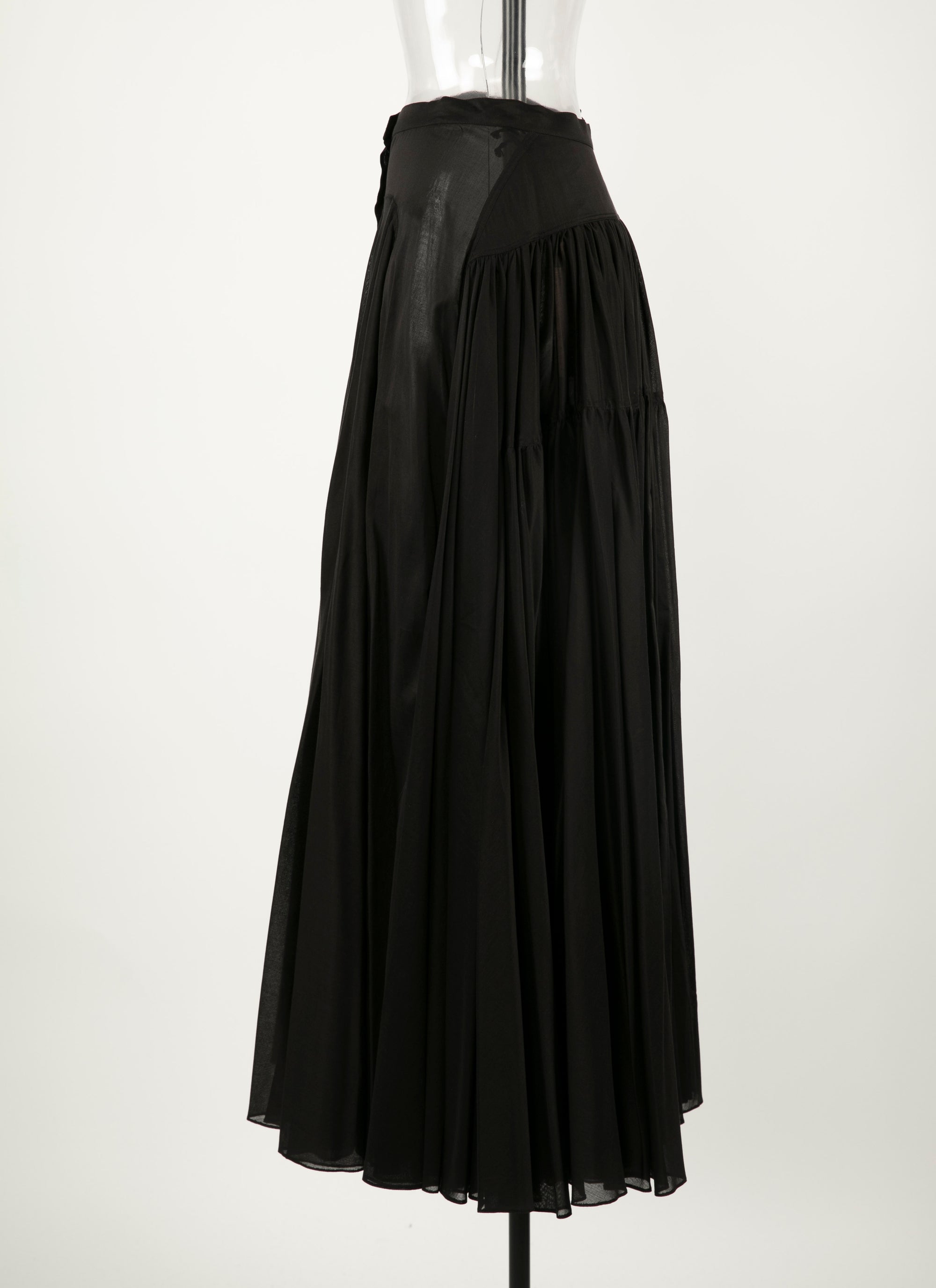 Long buttoned skirt with seam detail - Black intense