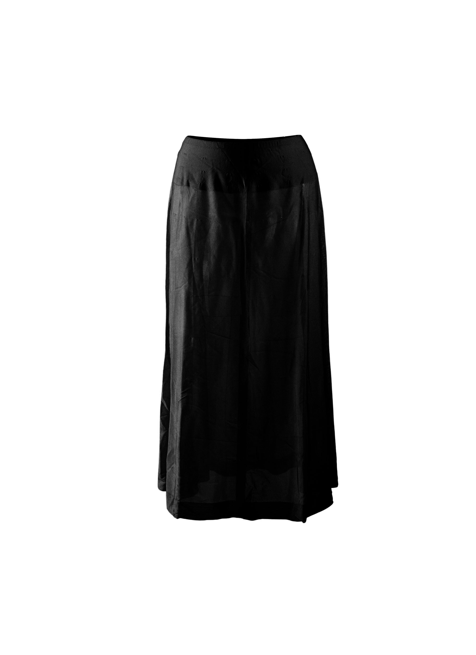 Fond de jupe longue en maille unie transparente - Noir