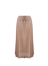 Fond de jupe longue en maille unie transparente - Rose nude