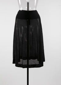 Plain mid-length skirt with details - Black intense