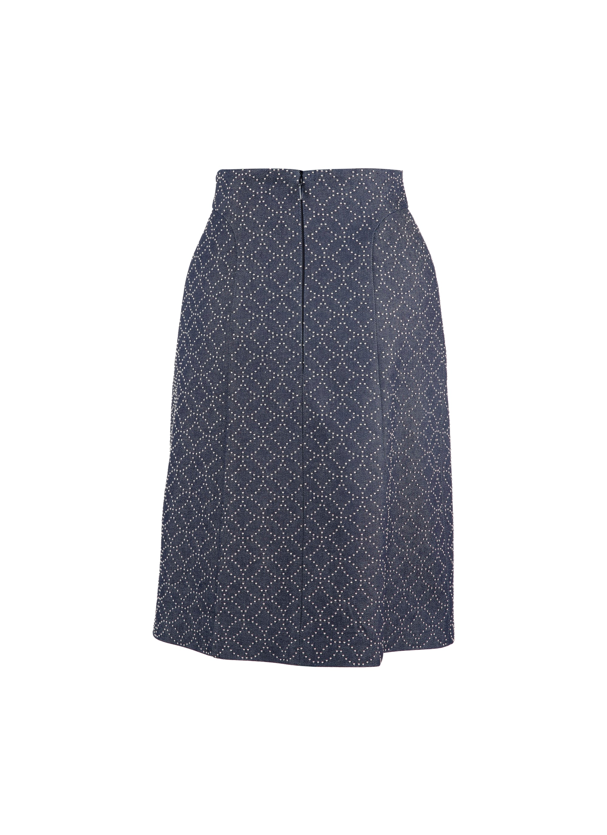 Jupe à motif en denim - Marine foncé