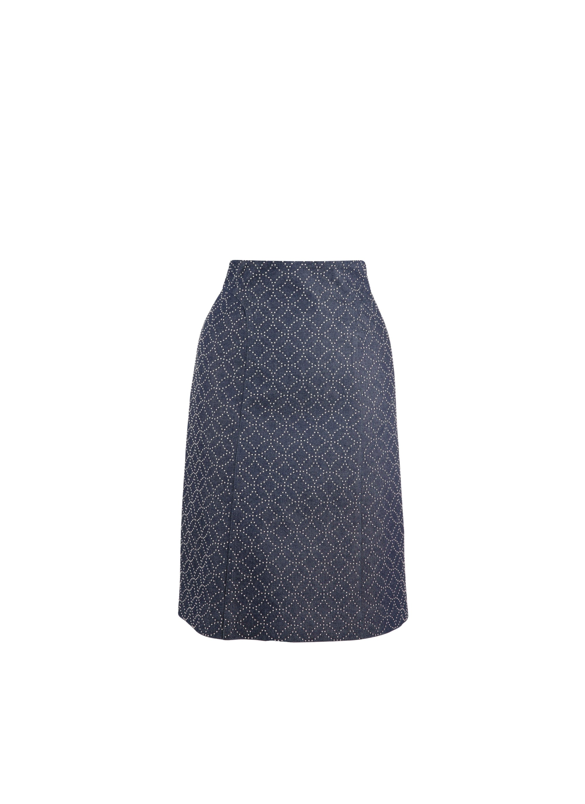 Jupe à motif en denim - Marine foncé