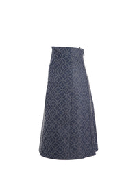 Jupe à motif en denim - Marine foncé
