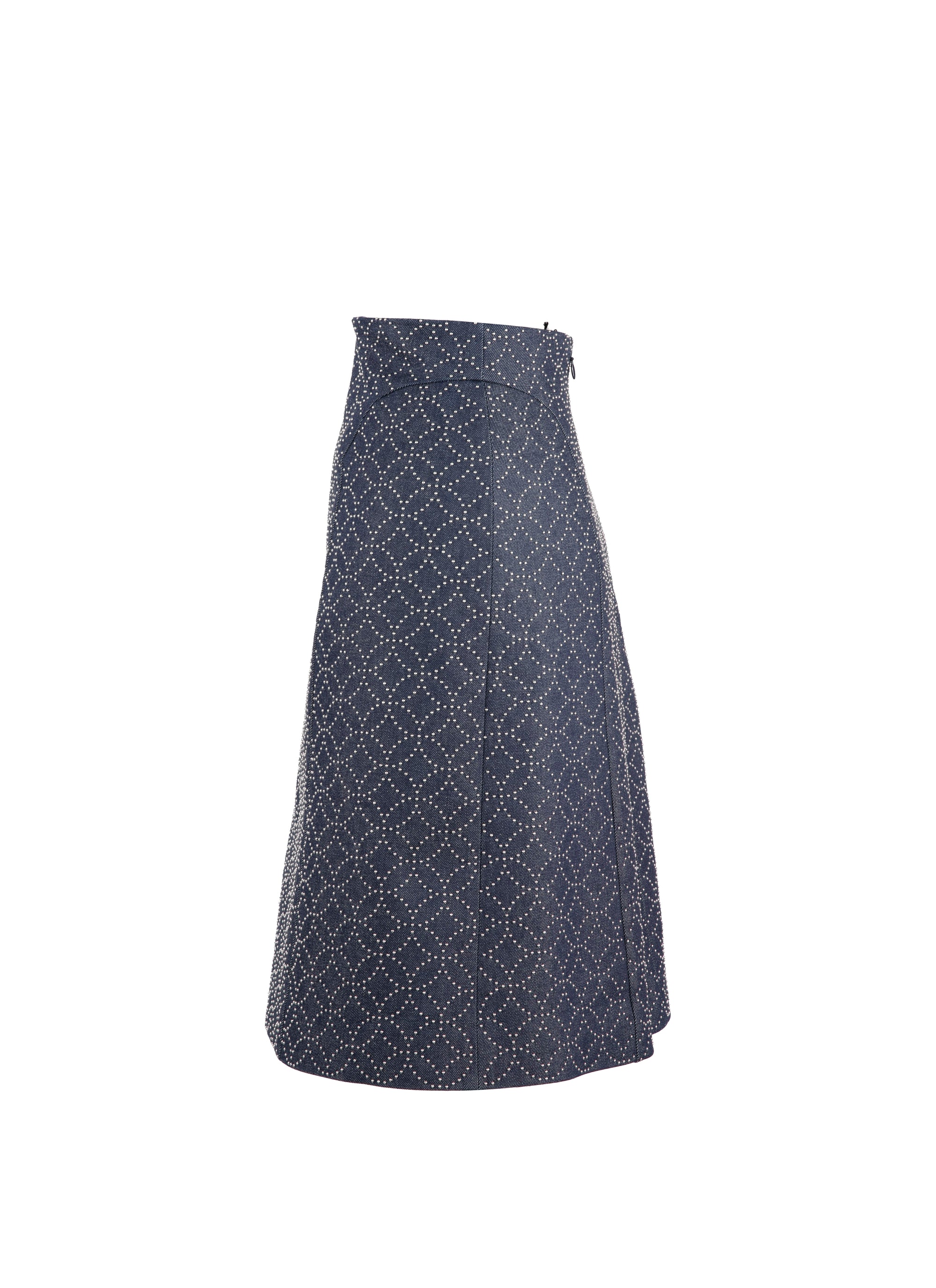Jupe à motif en denim - Marine foncé