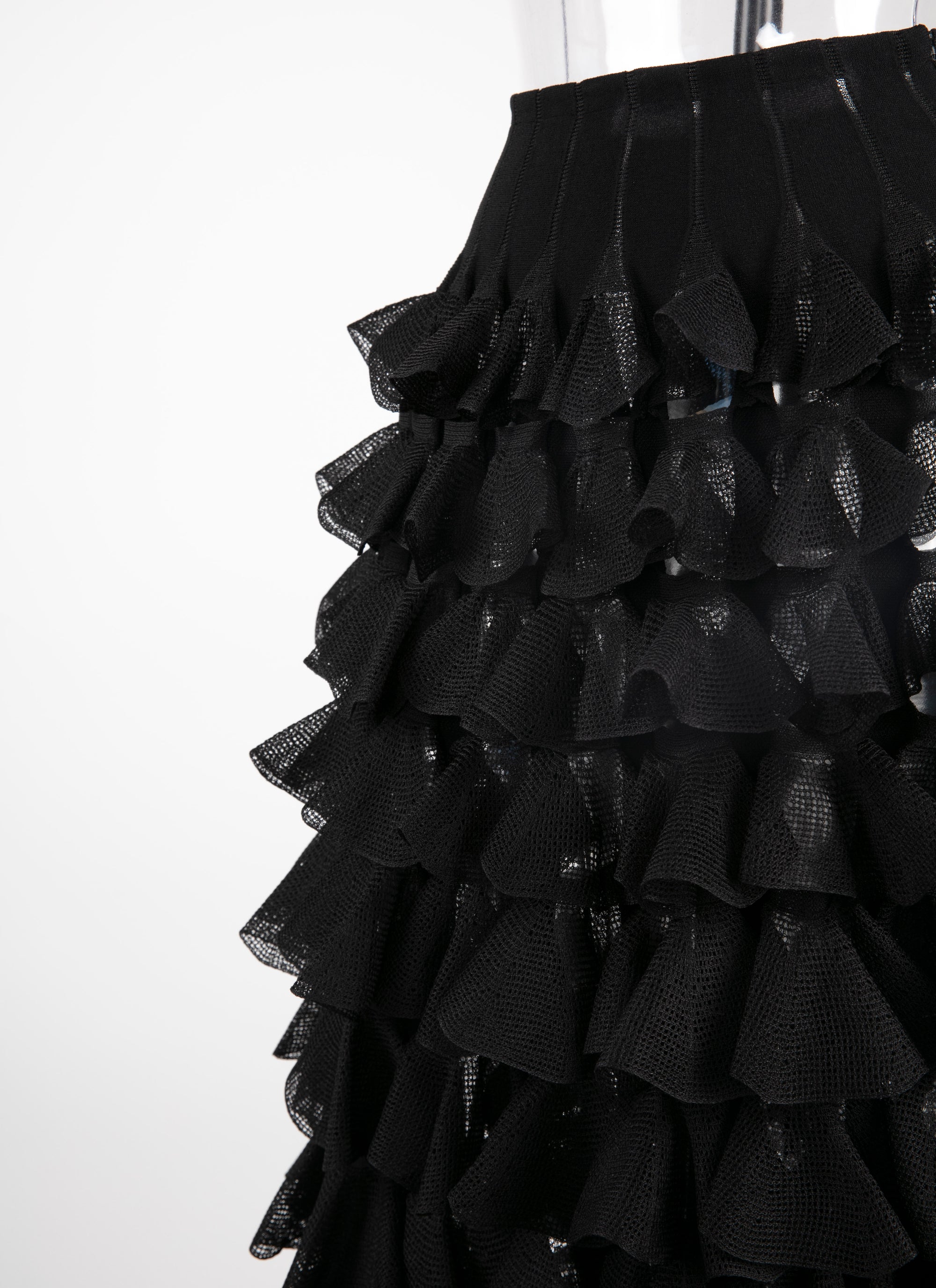 Long silk habanera skirt - Black intense