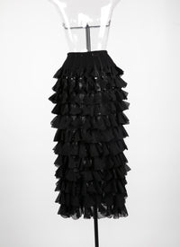 Long silk habanera skirt - Black intense