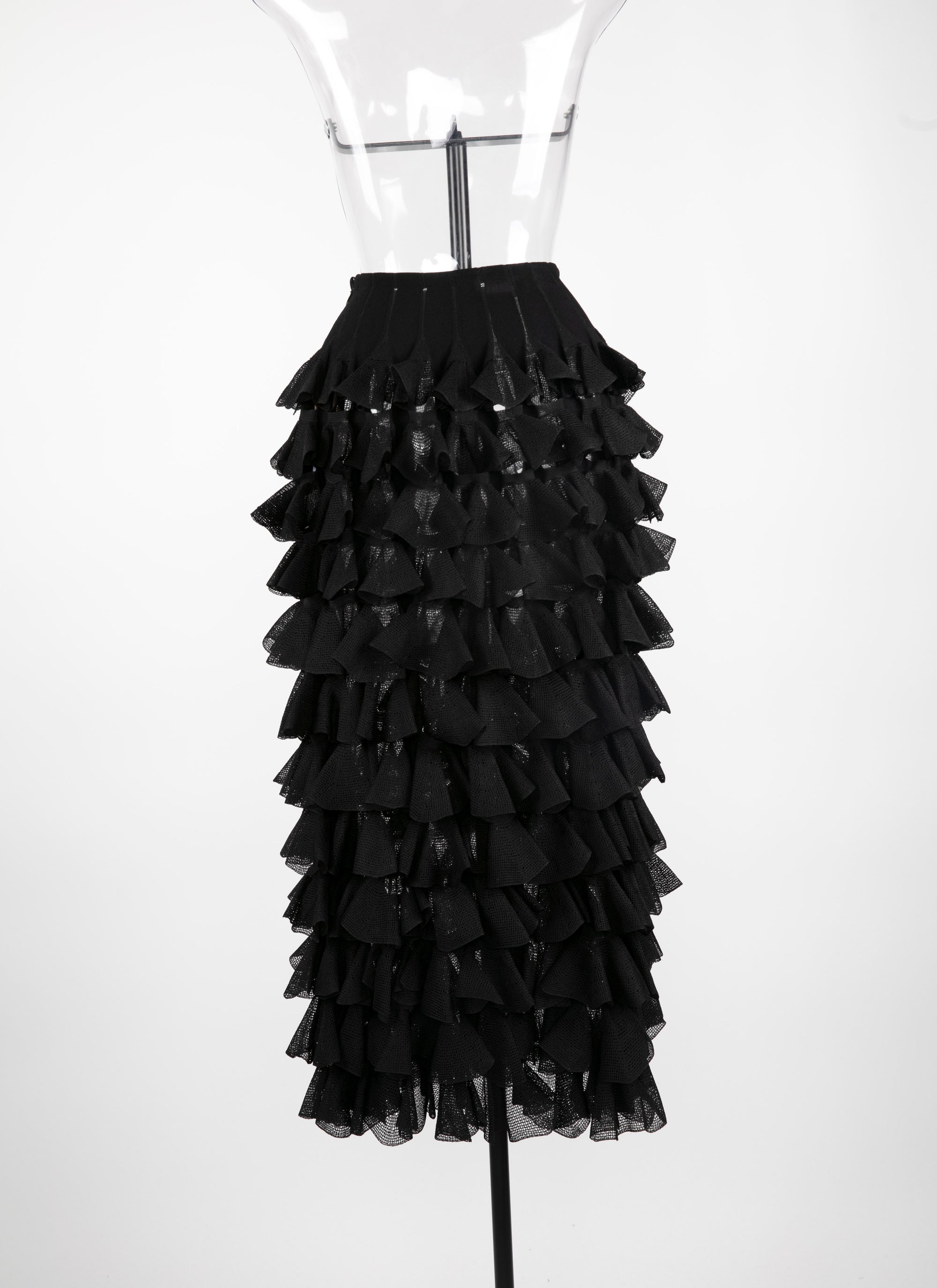 Long silk habanera skirt - Black intense