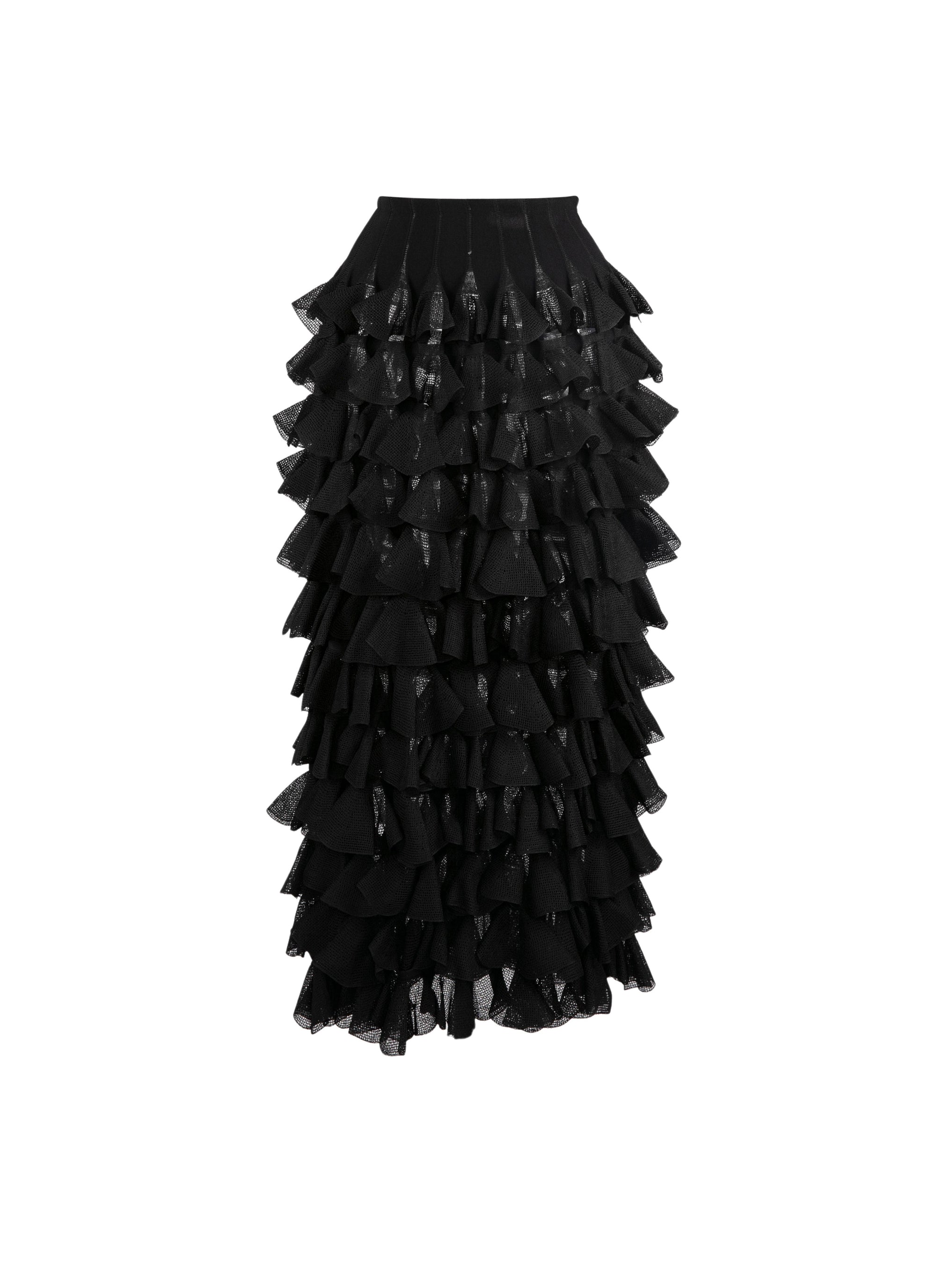 Long silk habanera skirt - Black intense