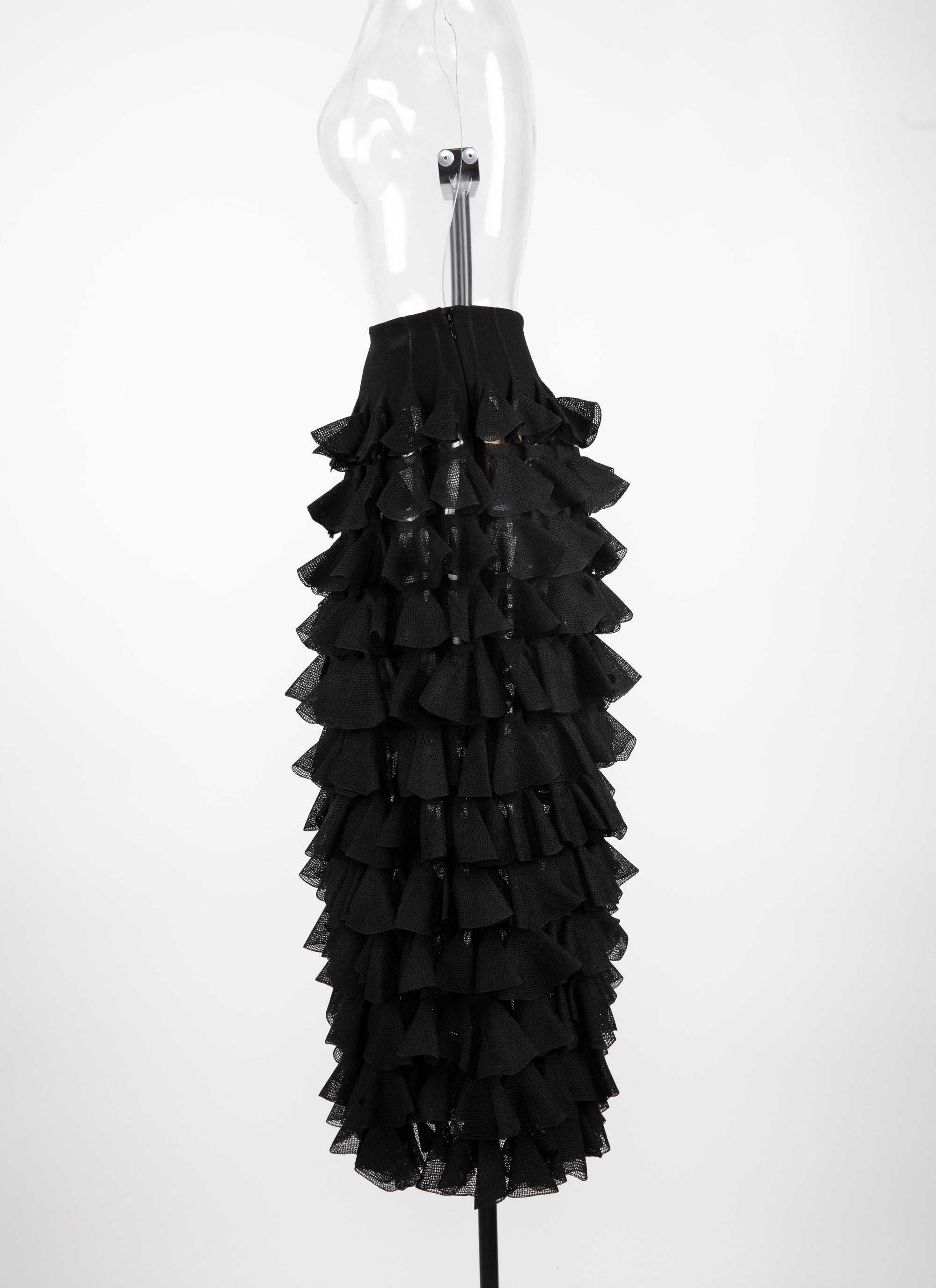Long silk habanera skirt - Black intense