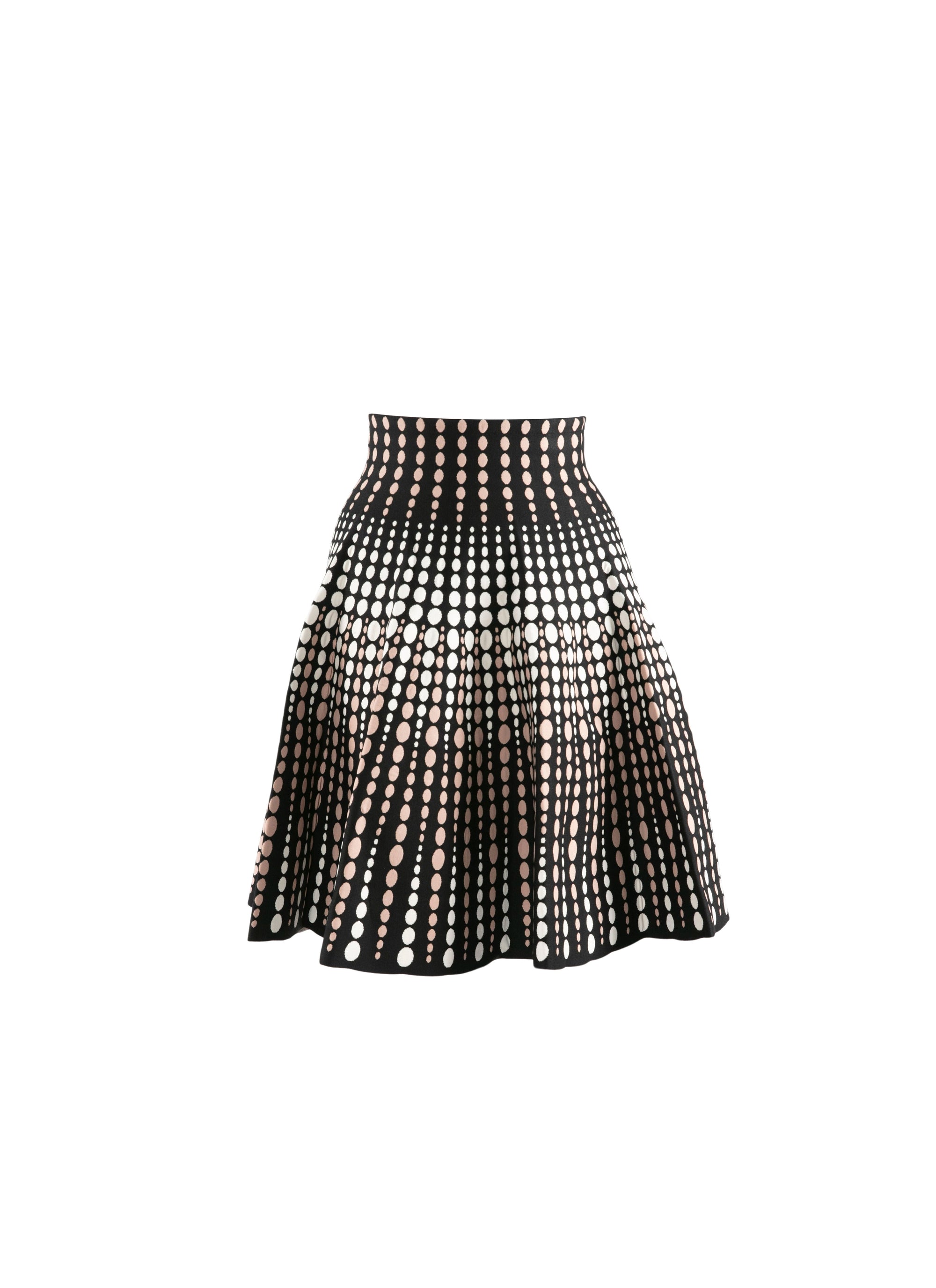 Geometric print short flared skirt - Black & Flesh