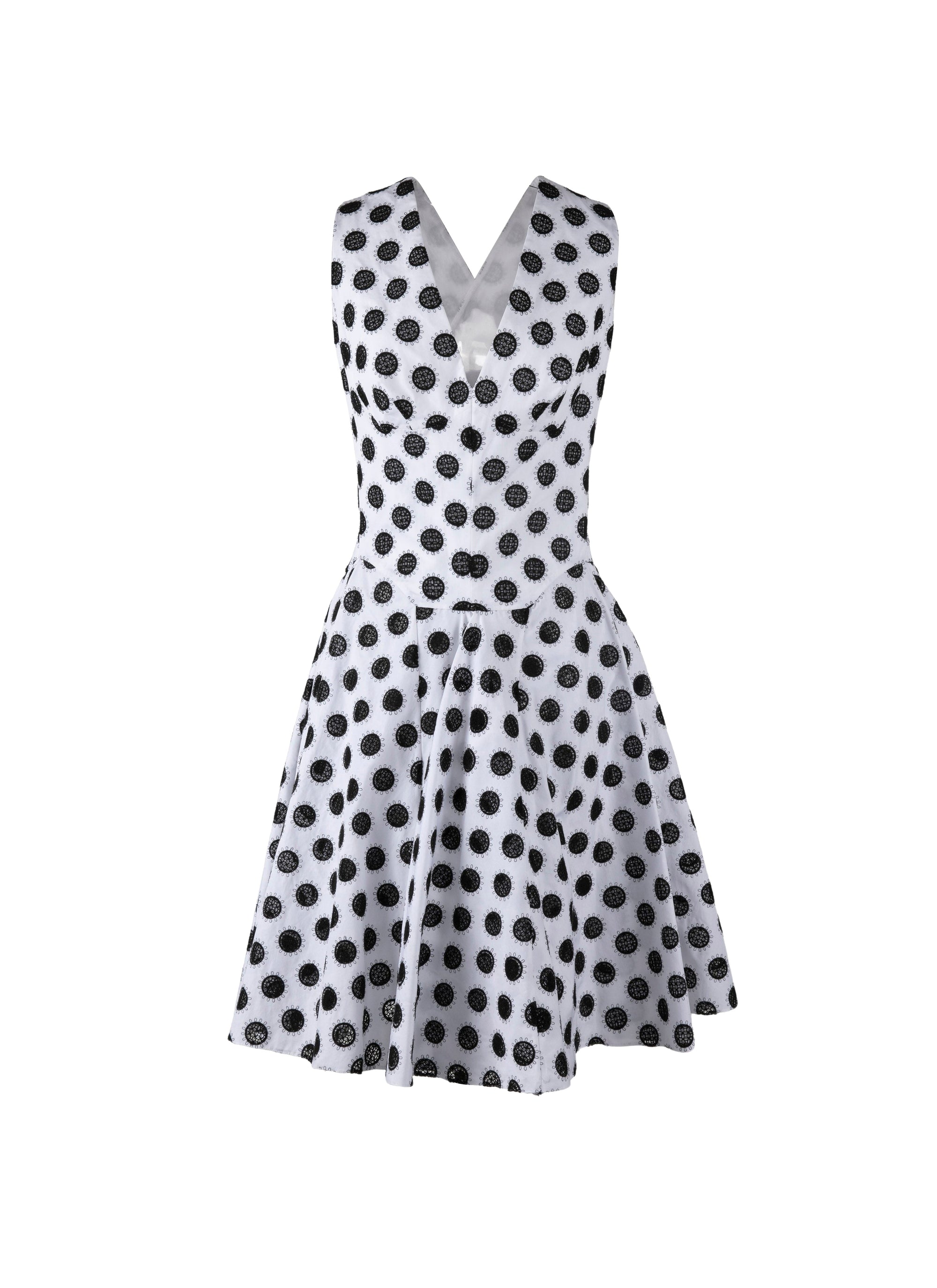 Robe brodée manches - Blanc & Noir