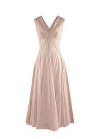 Sleeveless jacquard print dress - Nude