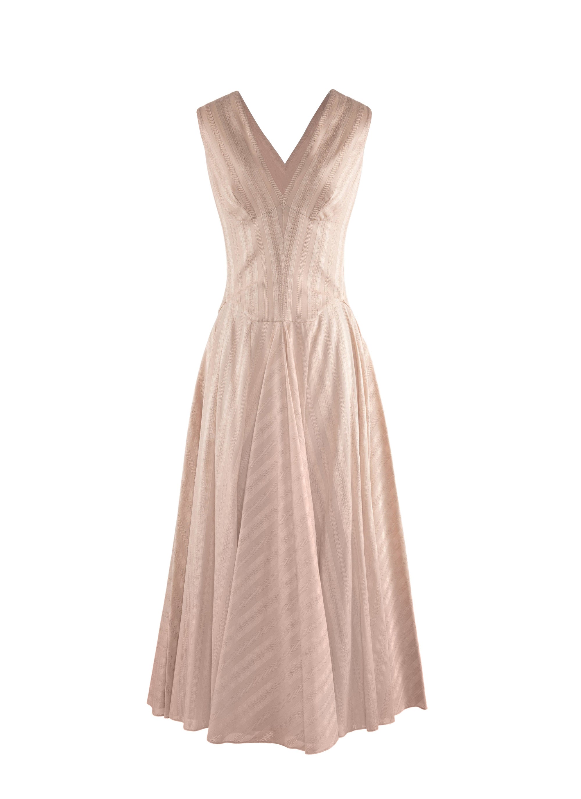 Sleeveless jacquard print dress - Nude