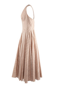 Sleeveless jacquard print dress - Nude