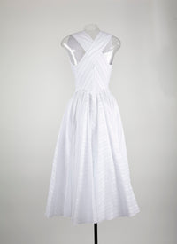 Sleeveless jacquard print dress - White