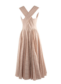 Sleeveless jacquard print dress - Nude