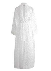 Sheer long kimono dress with polka dots - White
