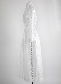Sheer long kimono dress with polka dots - White