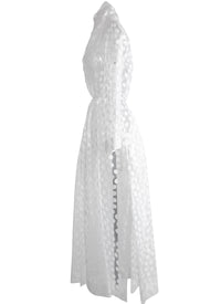 Robe kimono longue transparente à pois - Blanc