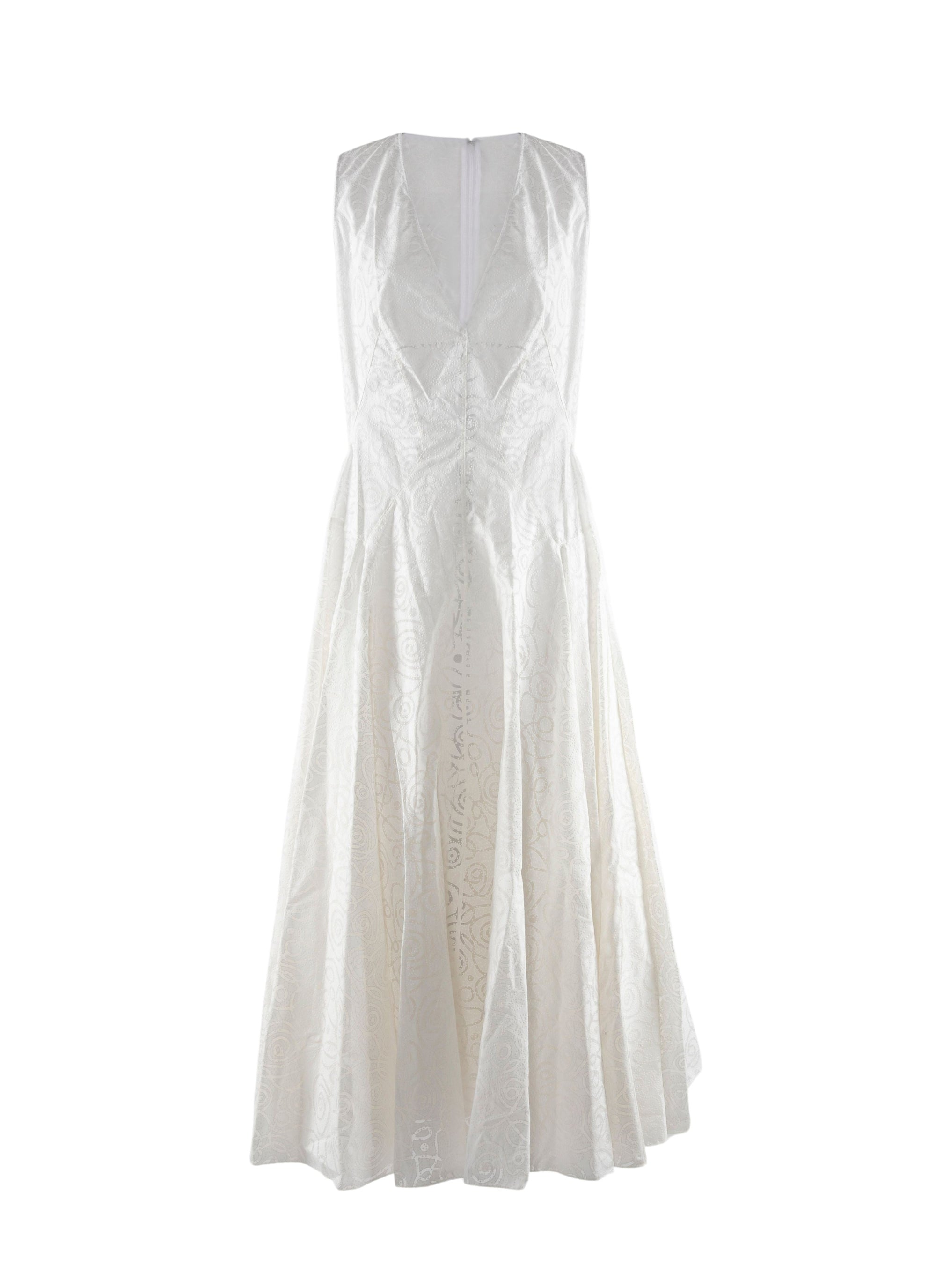 Robe longue col v - Blanc