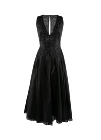Robe longue col v - Noir