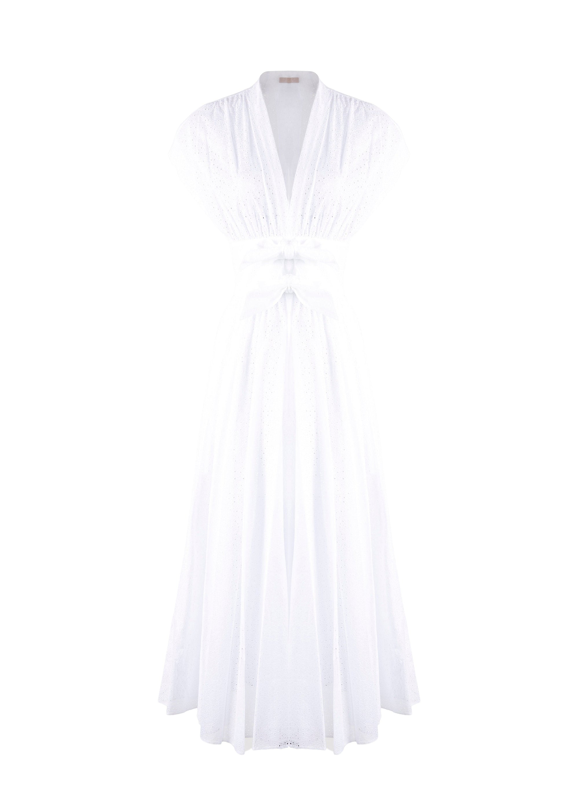 Robe midi ceinturée - Blanc