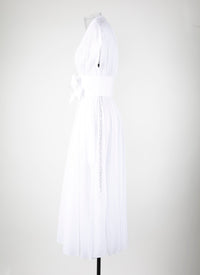Robe midi ceinturée - Blanc