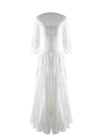 Robe maxi aérée à manches évasées - Blanc
