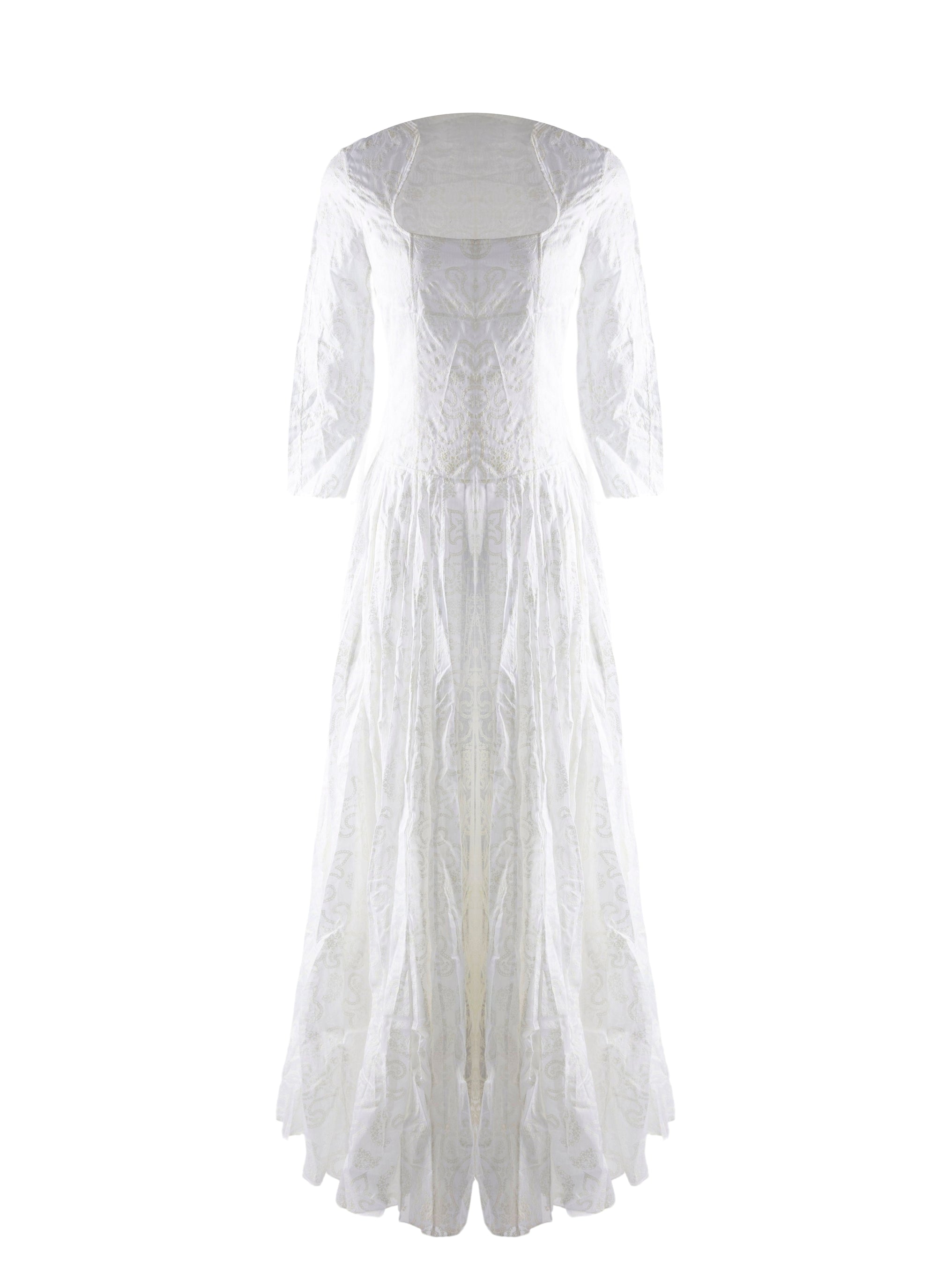 Robe maxi aérée à manches évasées - Blanc