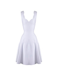 Mesh flared short dress - White