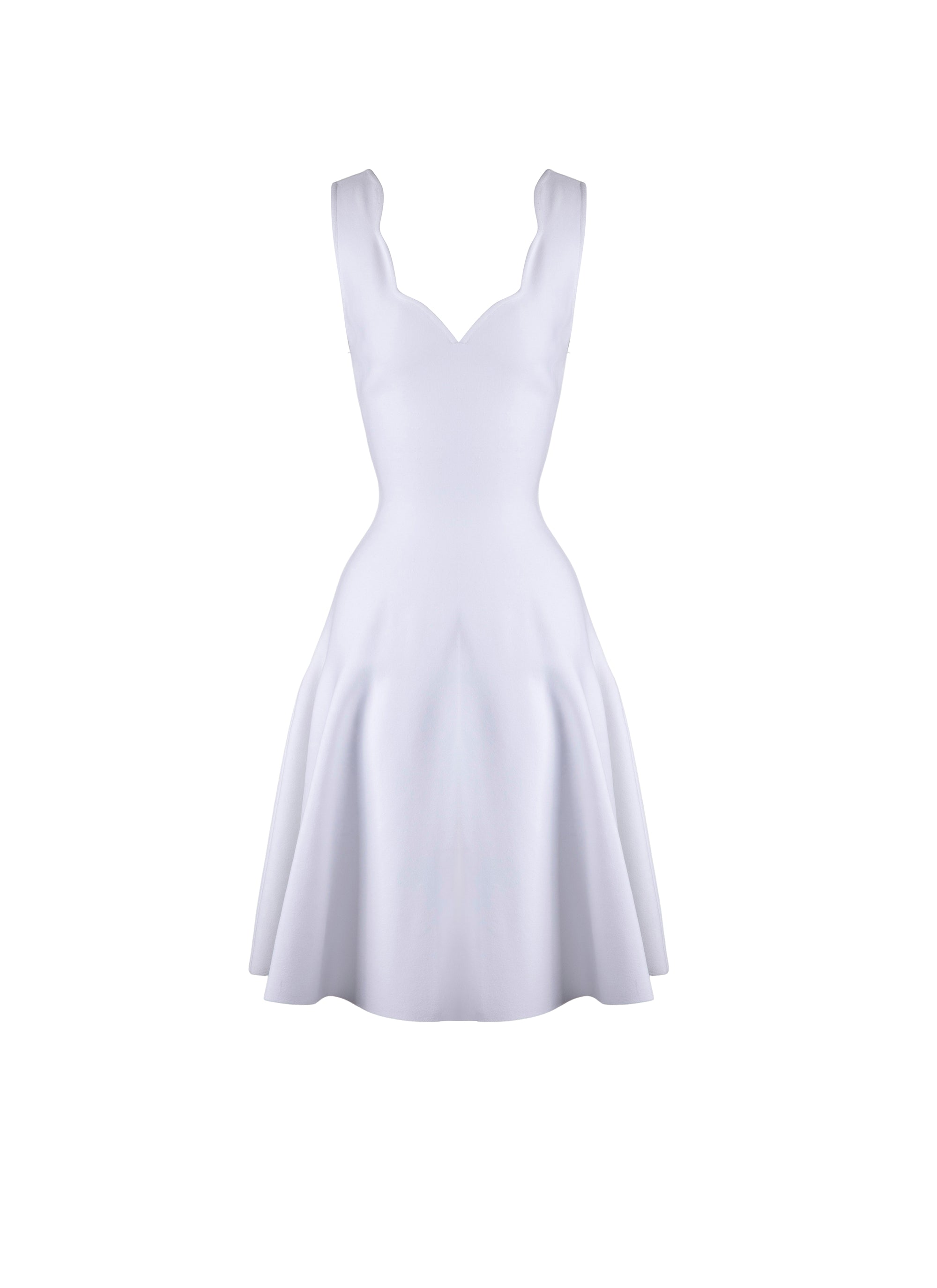 Mesh flared short dress - White