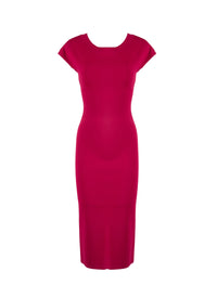 Robe à manches courtes Vénus en maille - Magenta
