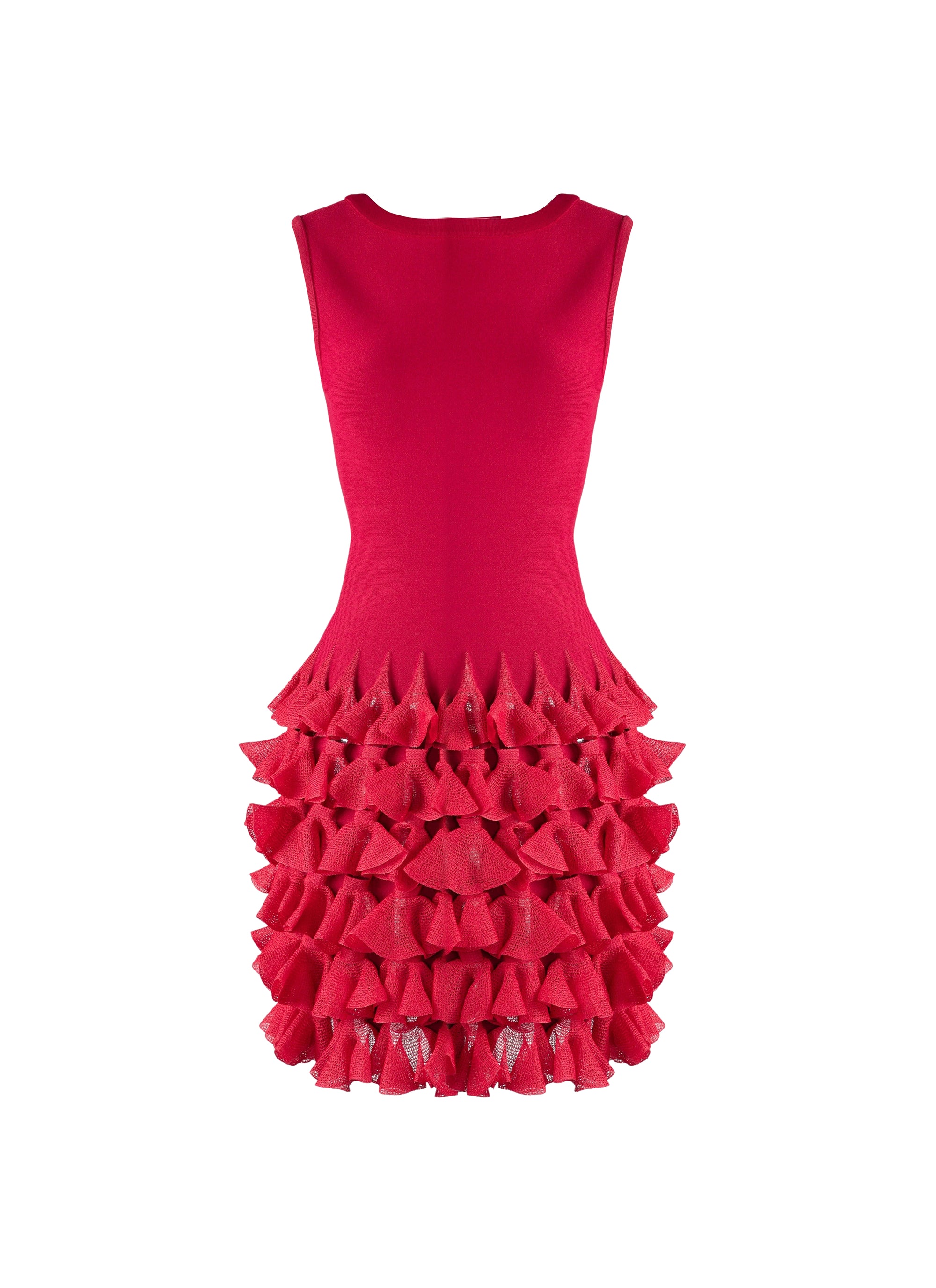 Mesh ruffle dress - Magenta