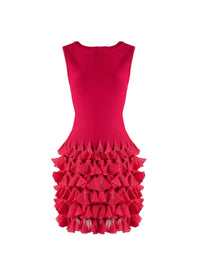 Robe à volants en maille - Magenta