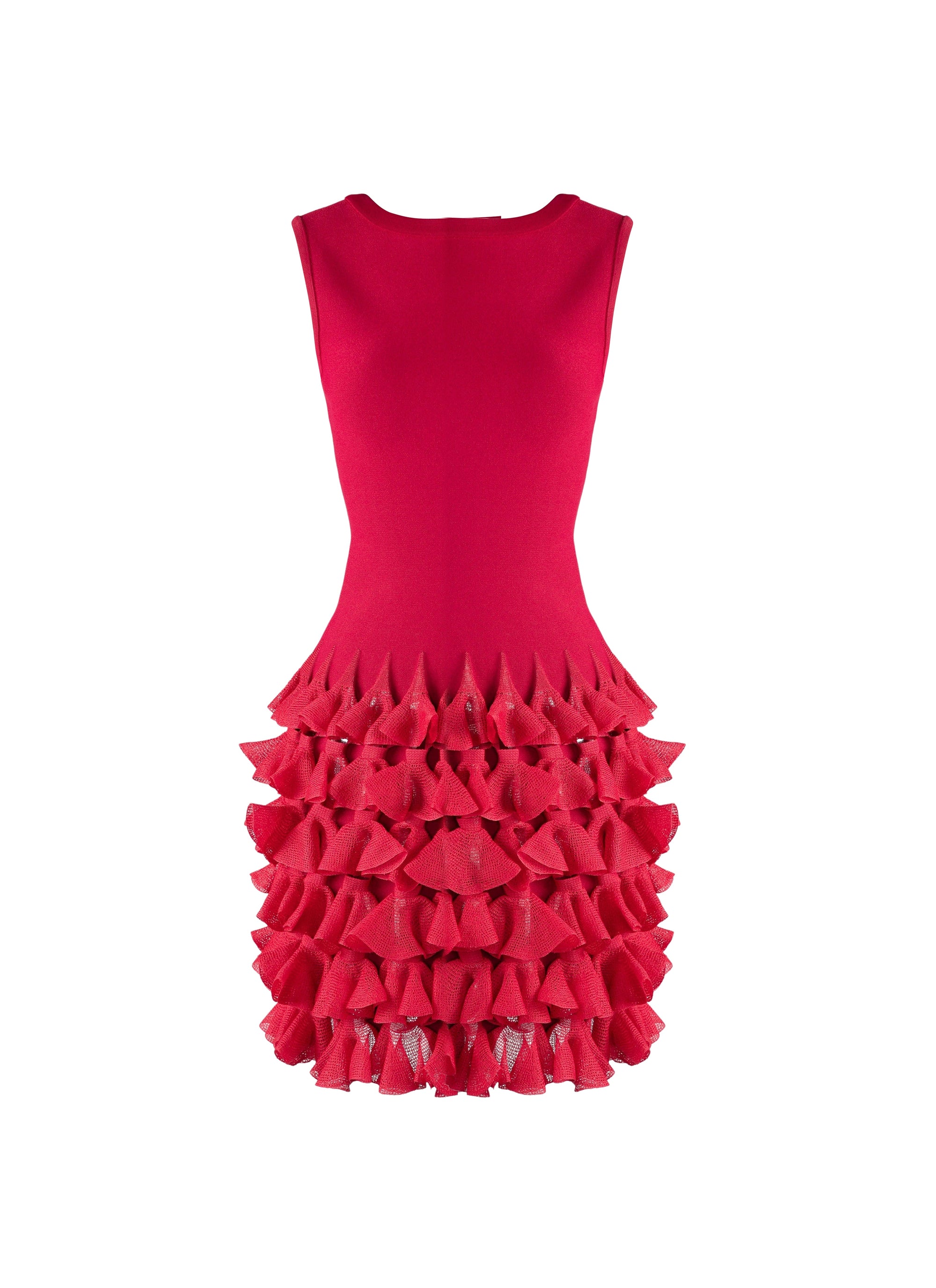 Robe à volants en maille - Magenta