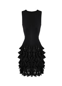 Mesh ruffle dress - Black
