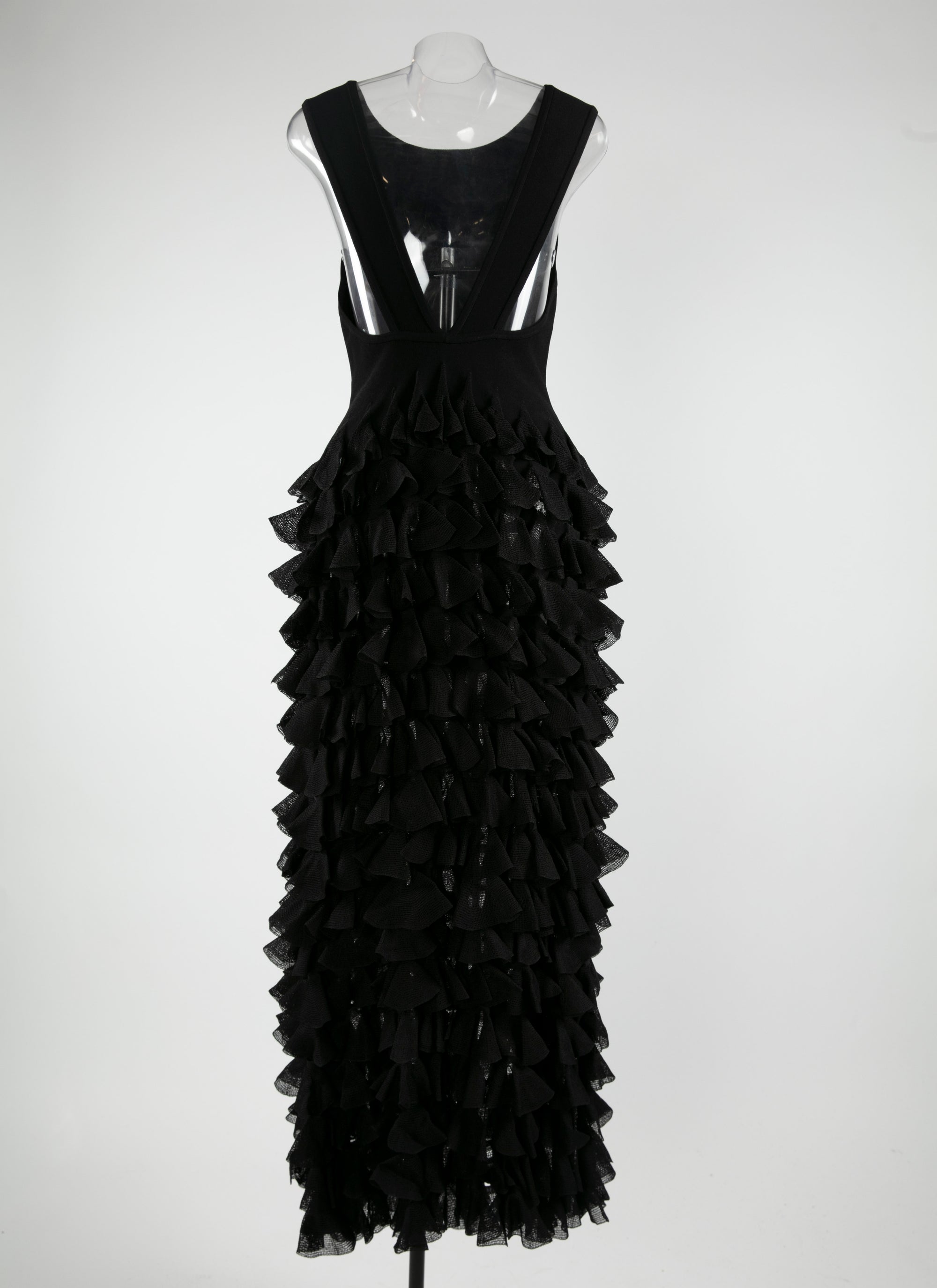 Robe longue sans manches à volant - Noir