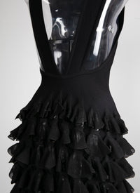 Robe longue sans manches à volant - Noir