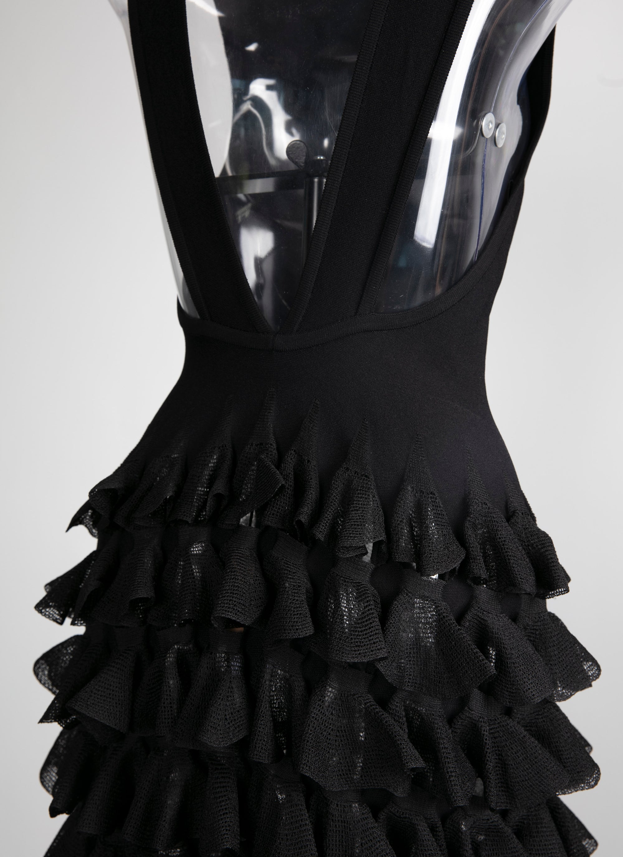 Robe longue sans manches à volant - Noir