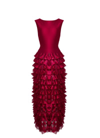 Sleeveless knitted Habanera dress - Magenta