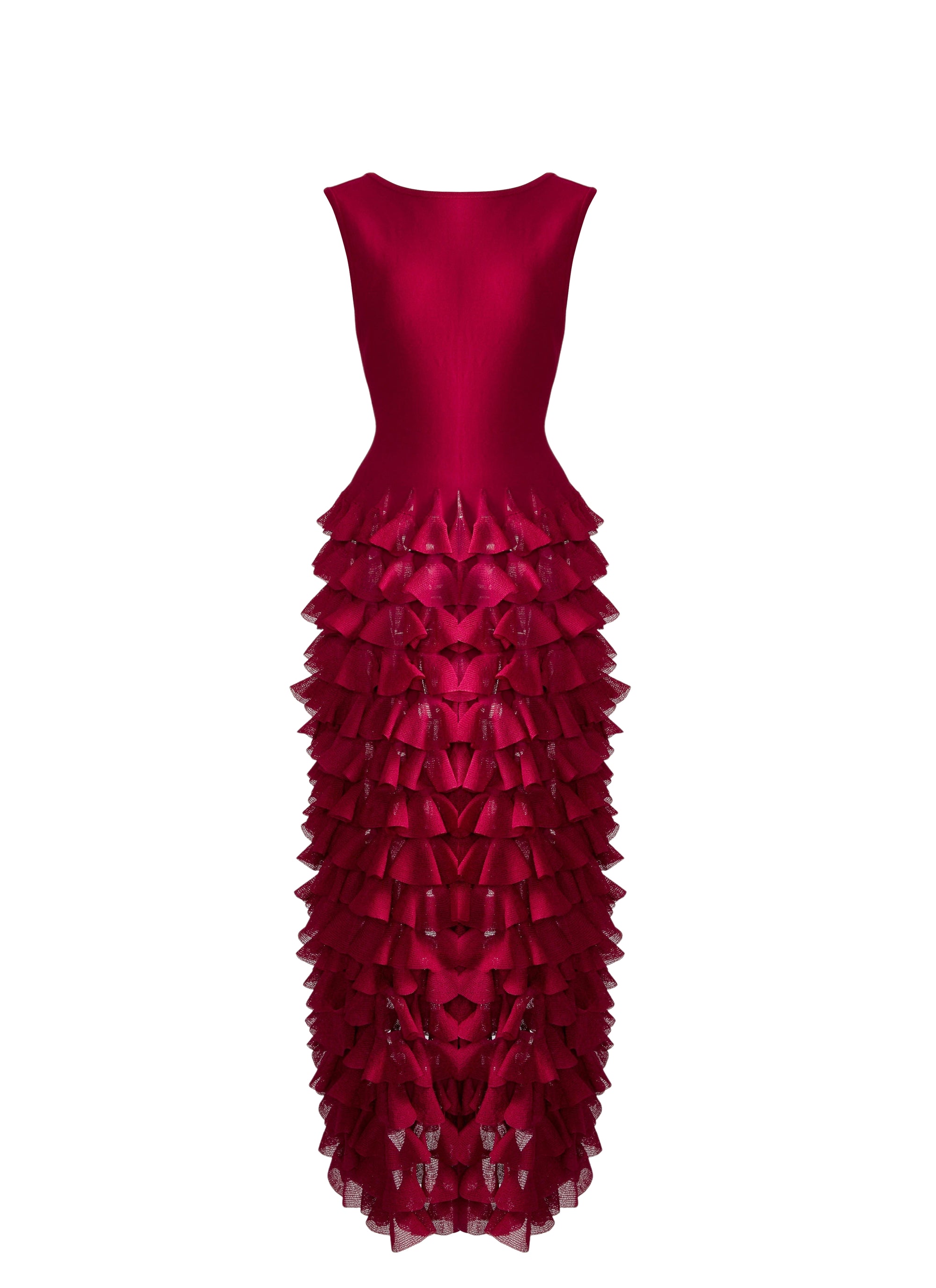 Sleeveless knitted Habanera dress - Magenta